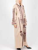 Beige Tribal Heritage Embroidered Abaya