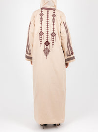 Beige Tribal Heritage Embroidered Abaya