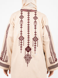 Beige Tribal Heritage Embroidered Abaya