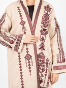 Beige Tribal Heritage Embroidered Abaya