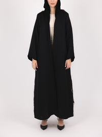 Black Crane Back Panel Abaya