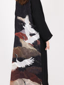 Black Crane Back Panel Abaya