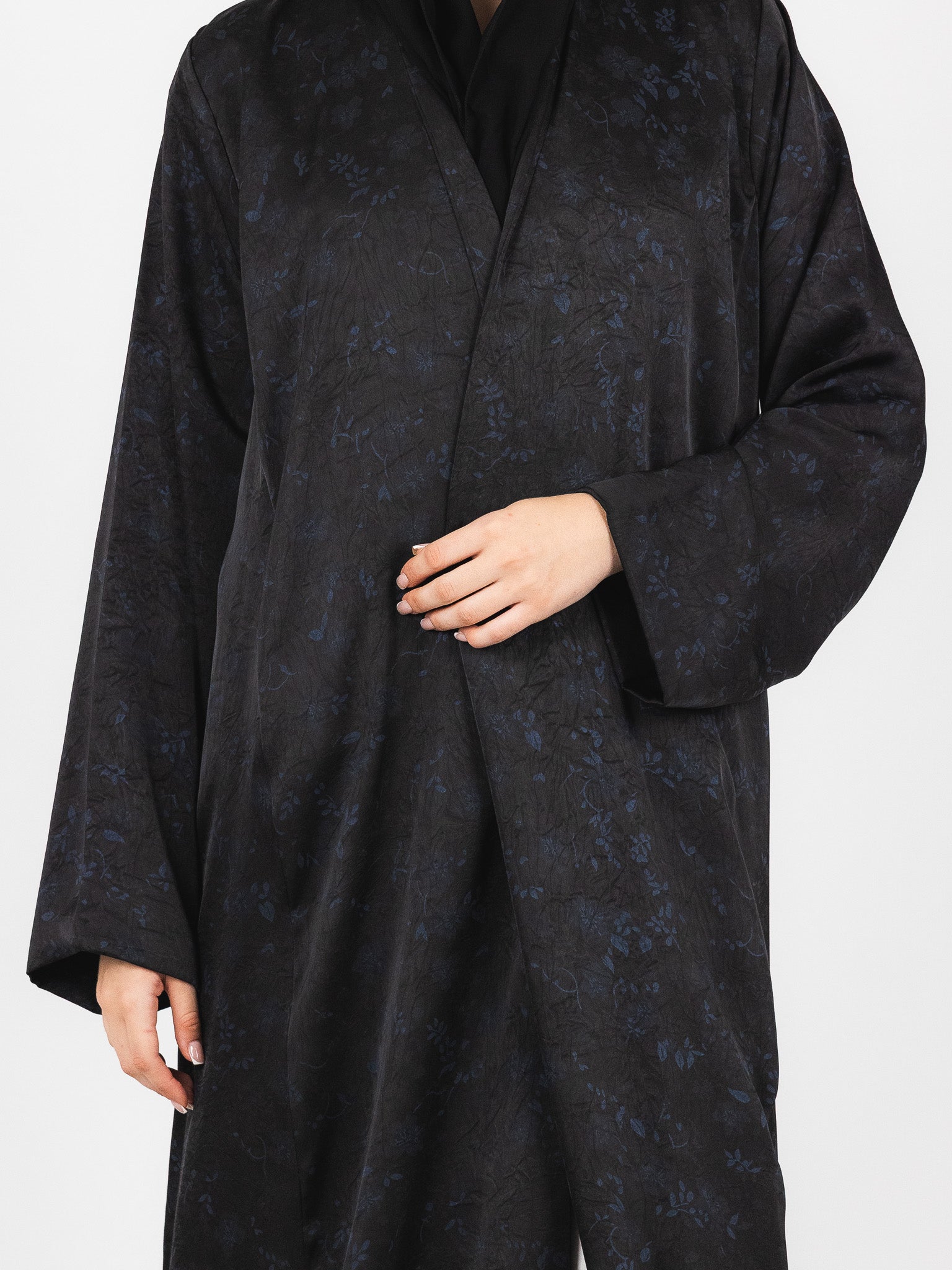 Black Navy Floral Jacquard