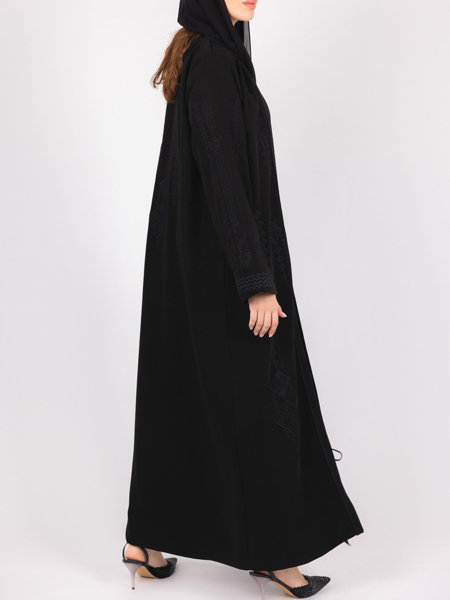 Black Tonal Embroidered Abaya