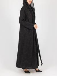 Black Floral Jacquard Abaya