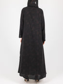Black Floral Jacquard Abaya