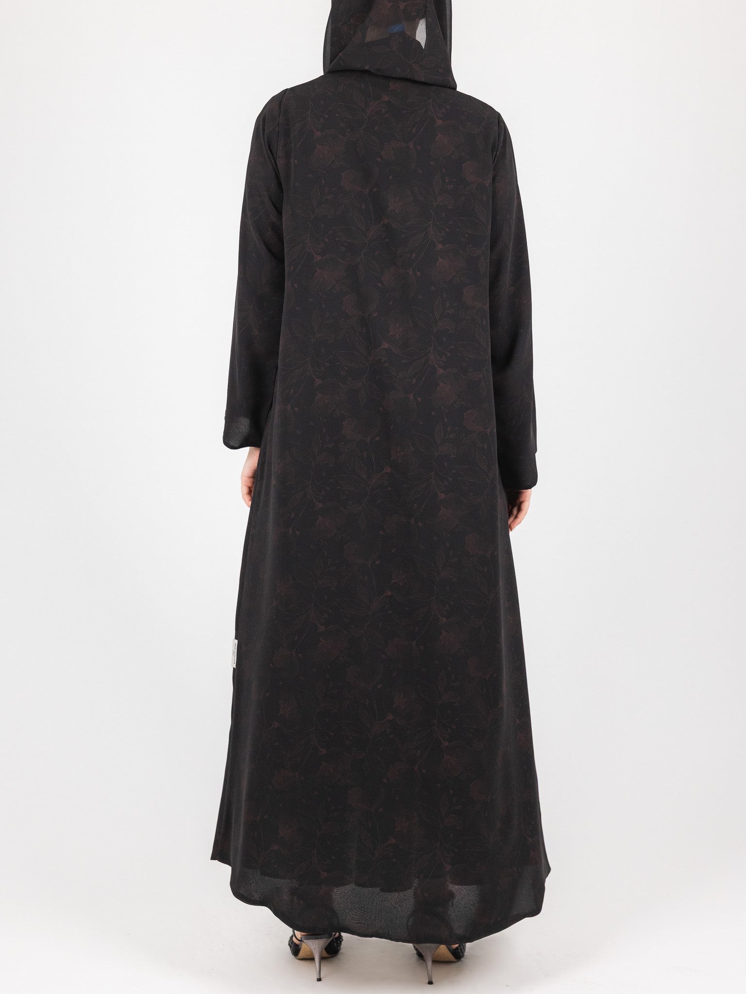 Black Floral Jacquard Abaya