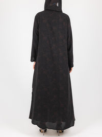 Black Floral Jacquard Abaya