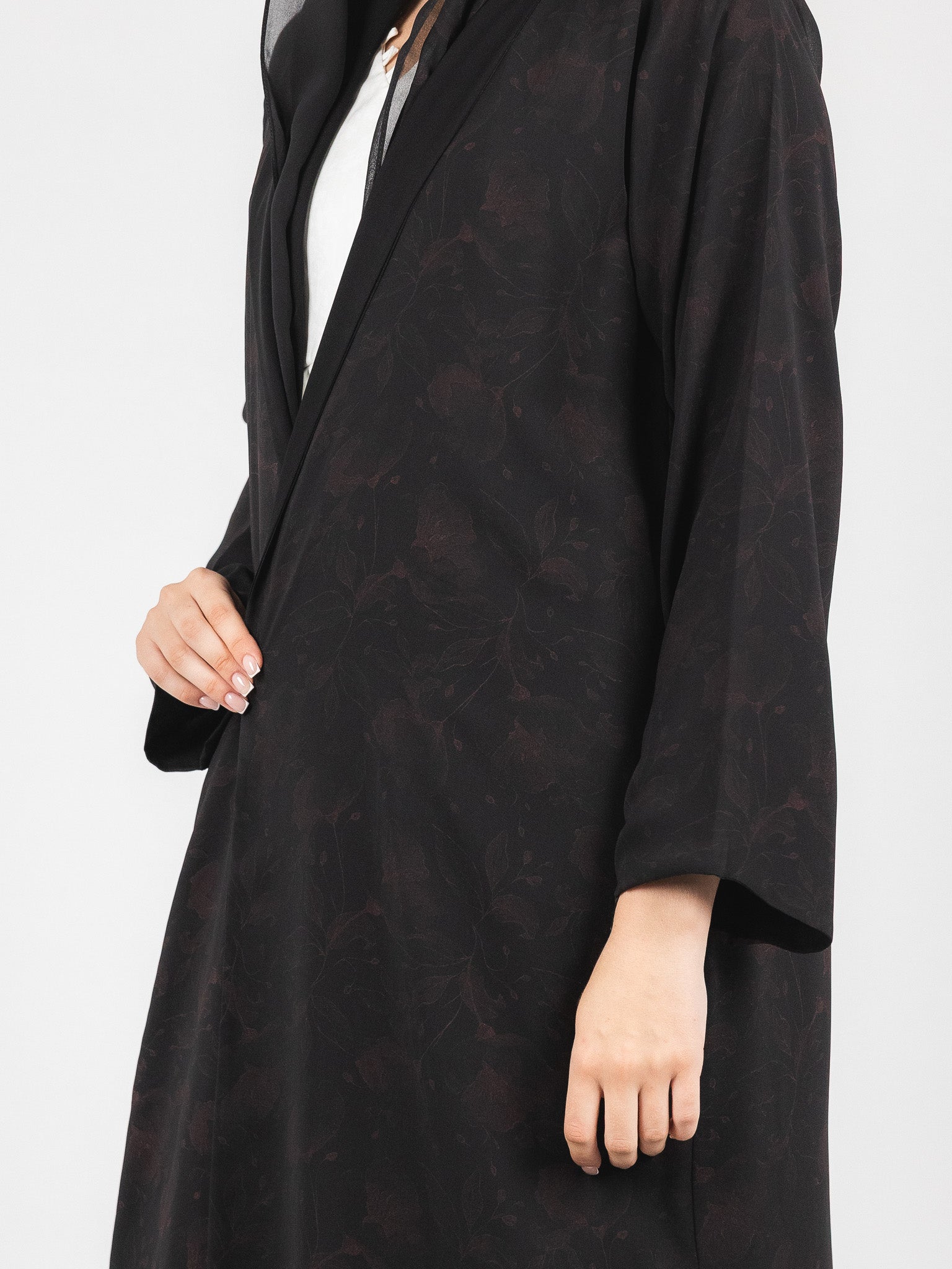 Black Floral Jacquard Abaya