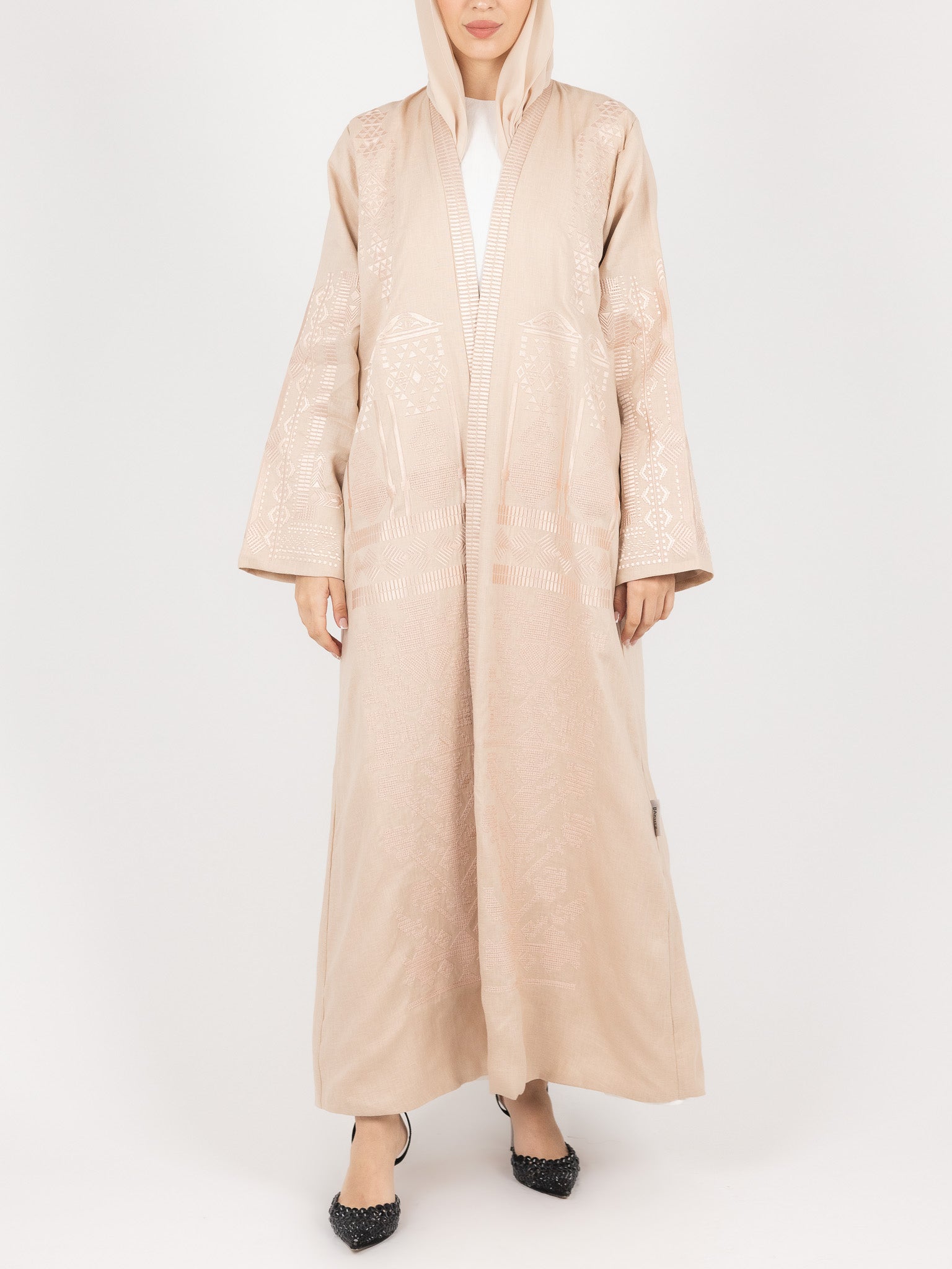 Blush Beige Tonal Embroidered Abaya