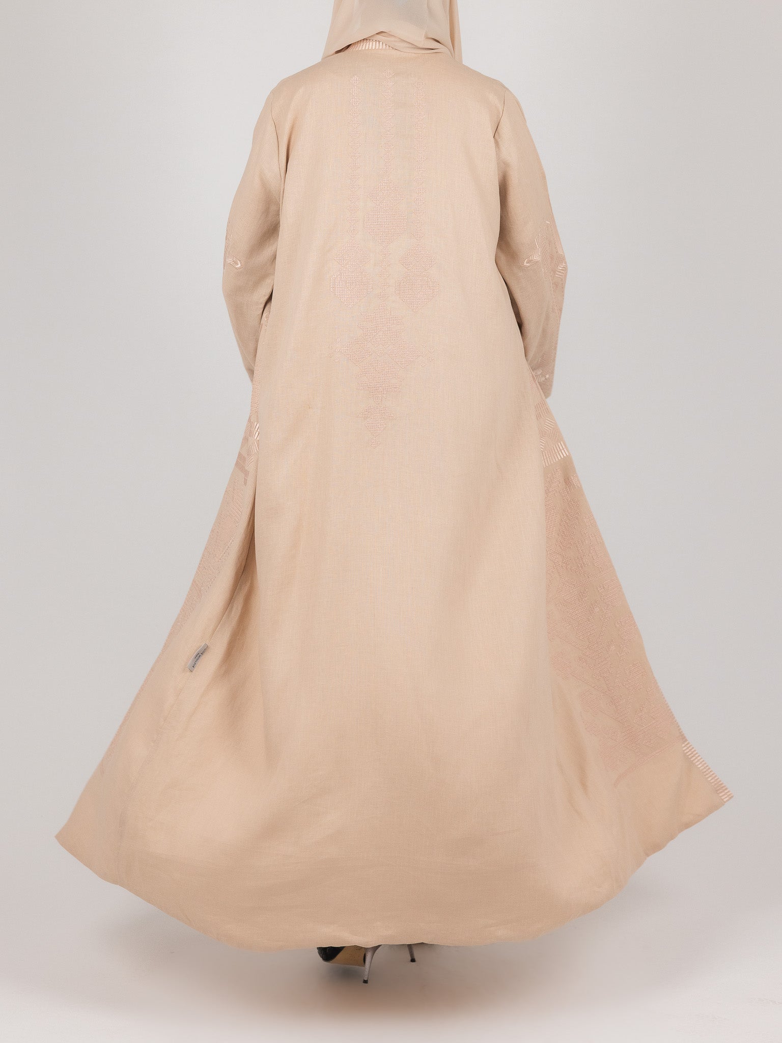 Blush Beige Tonal Embroidered Abaya