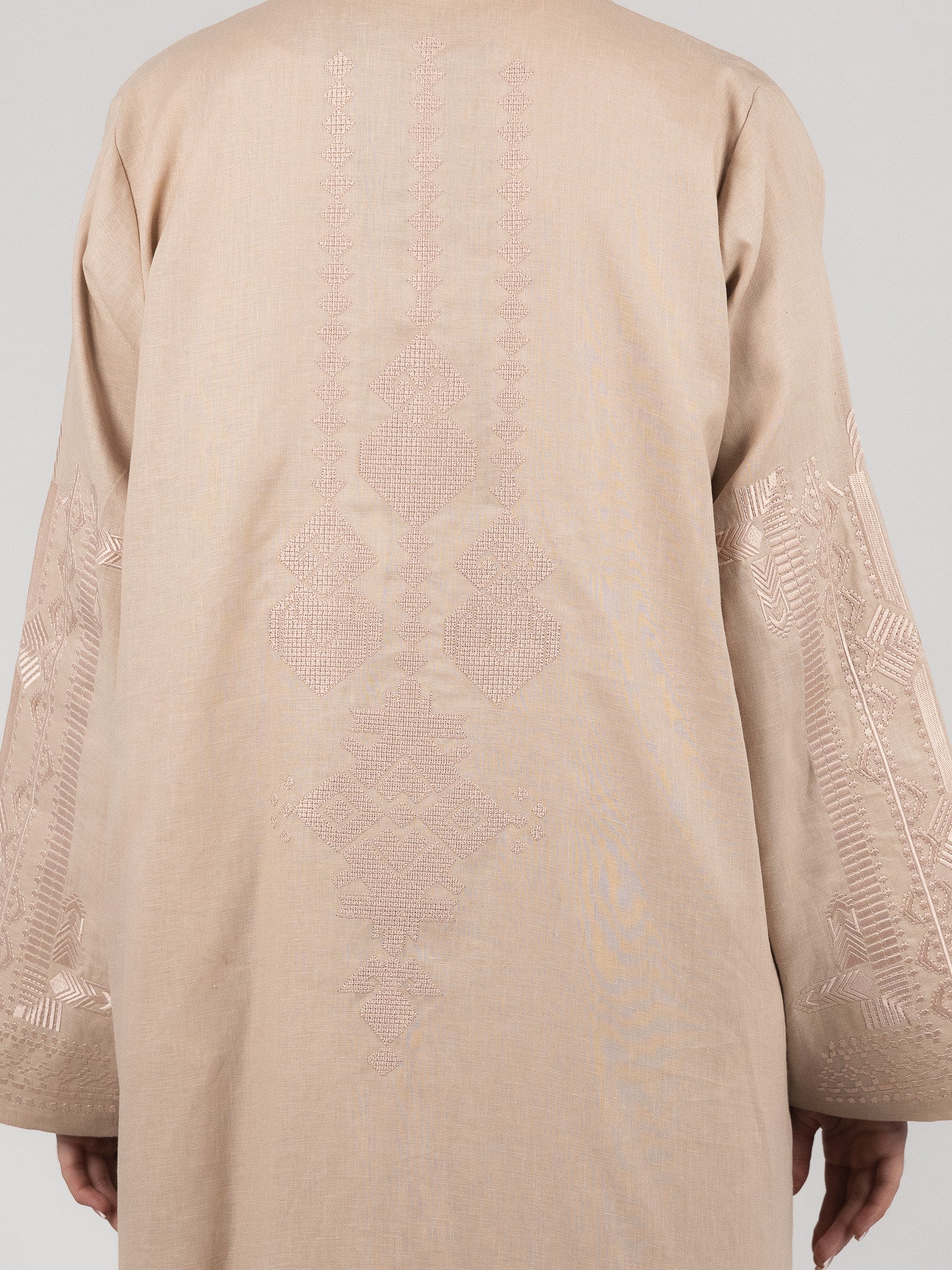 Blush Beige Tonal Embroidered Abaya