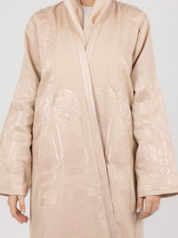 Blush Beige Tonal Embroidered Abaya