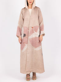 Blush Crane Print Abaya