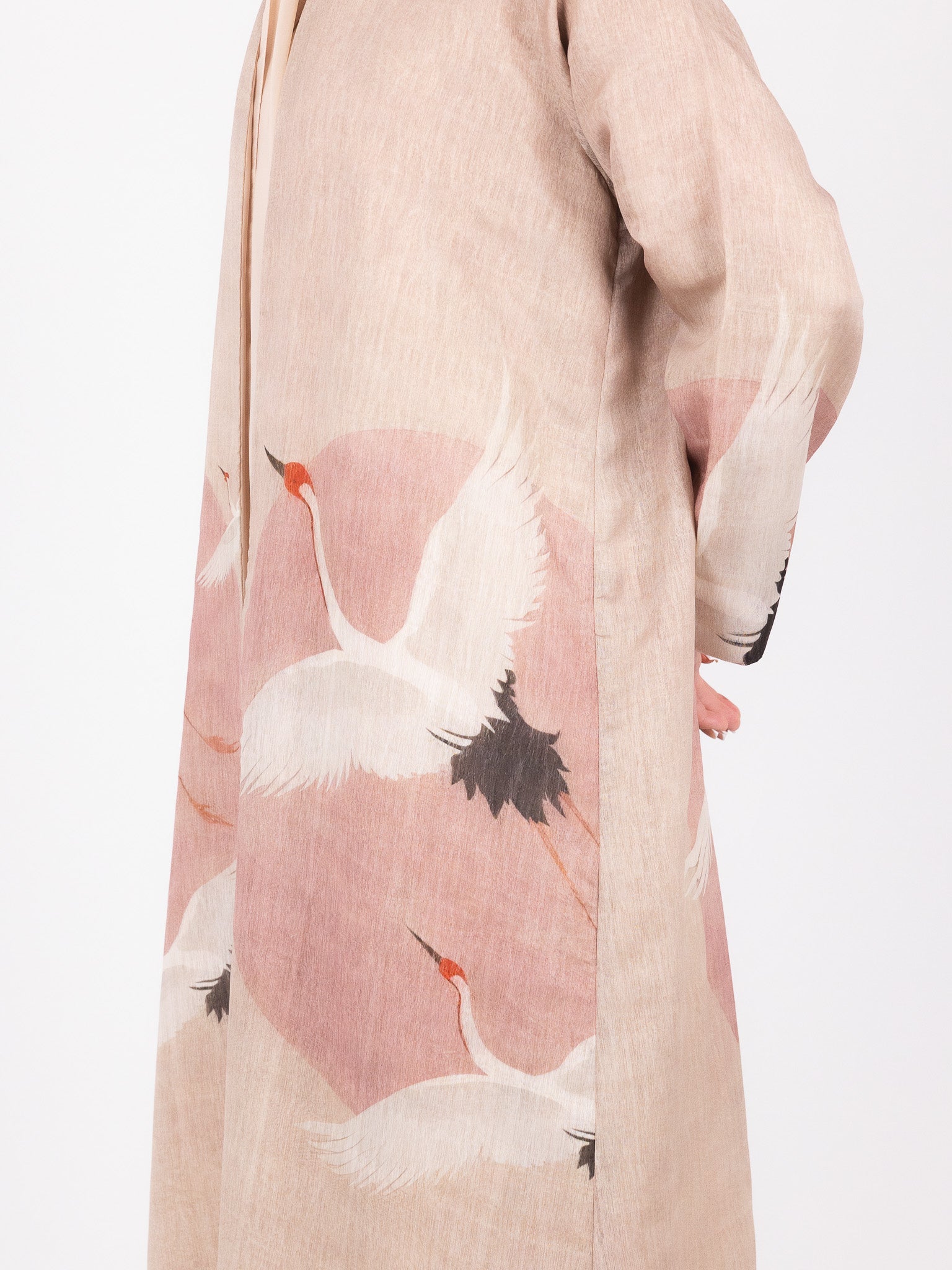Blush Crane Print Abaya