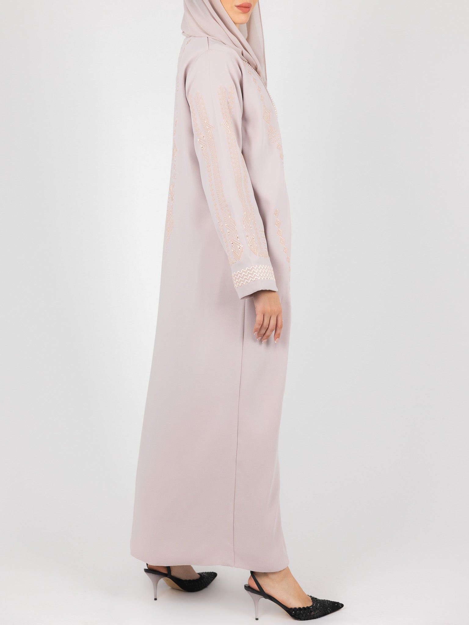 Blush Tonal Embroidered Abaya