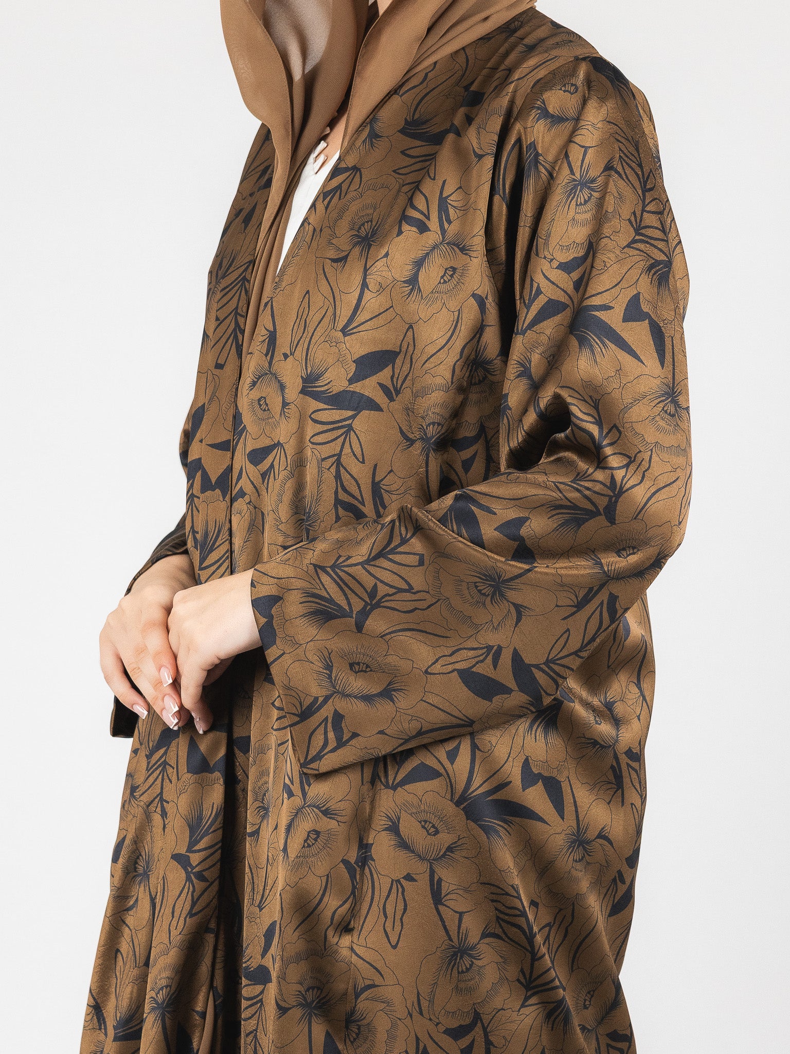 Cocoa Leaf Jacquard Abaya