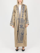 Camel Contrast Embroidered Abaya