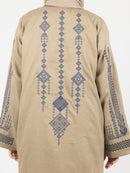 Camel Contrast Embroidered Abaya