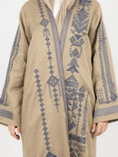 Camel Contrast Embroidered Abaya