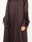 Cocoa Ruched Sleeve Abaya