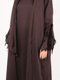 Cocoa Ruched Sleeve Abaya