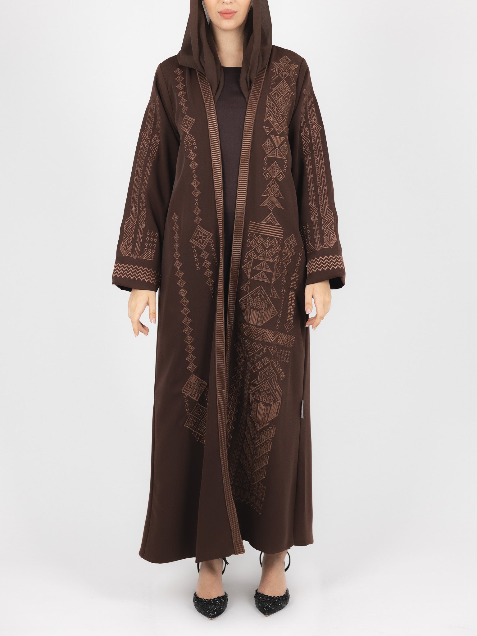 Cocoa Tonal Embroidered Abaya