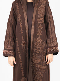 Cocoa Tonal Embroidered Abaya