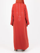 Coral Tonal Embroidered Abaya