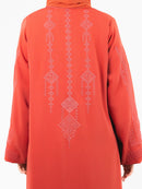 Coral Tonal Embroidered Abaya