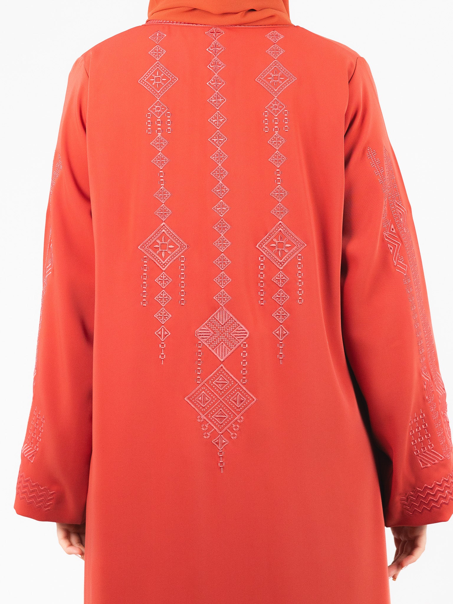 Coral Tonal Embroidered Abaya