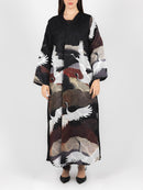 Crane Landscape Print Abaya