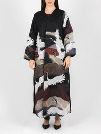 Crane Landscape Print Abaya