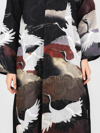 Crane Landscape Print Abaya