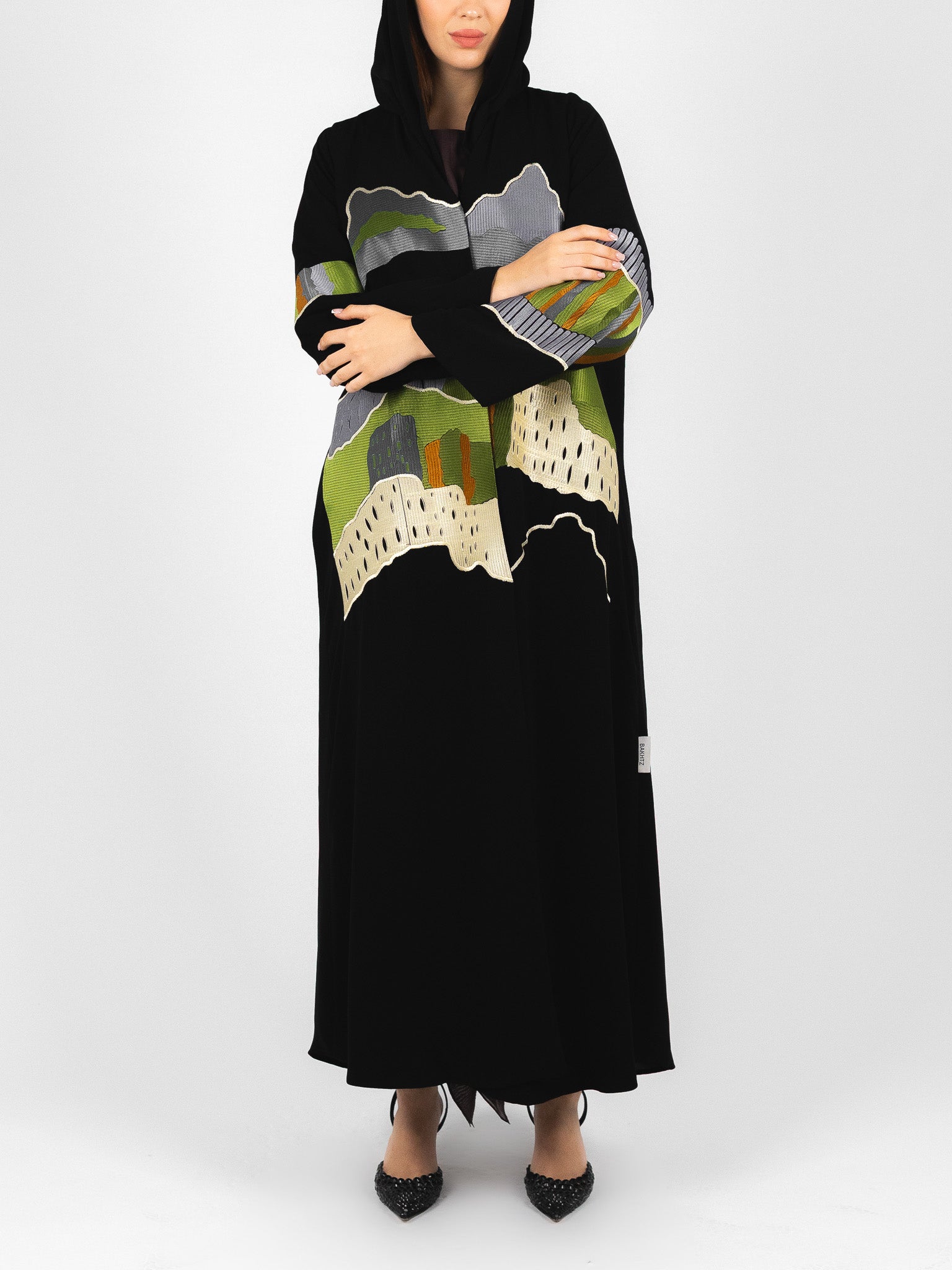 Green Landscape Embroidered Abaya