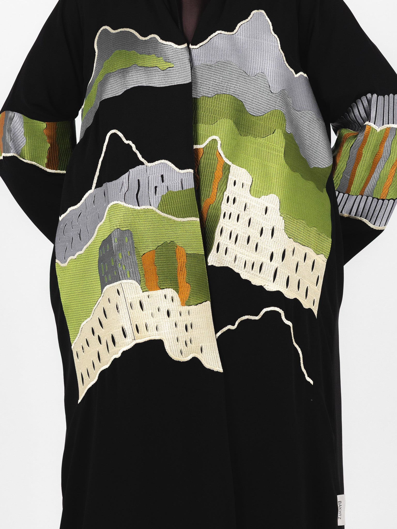 Green Landscape Embroidered Abaya