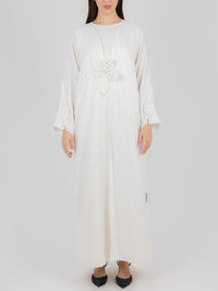 Ivory Leaf Detail Abaya
