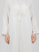Ivory Leaf Detail Abaya
