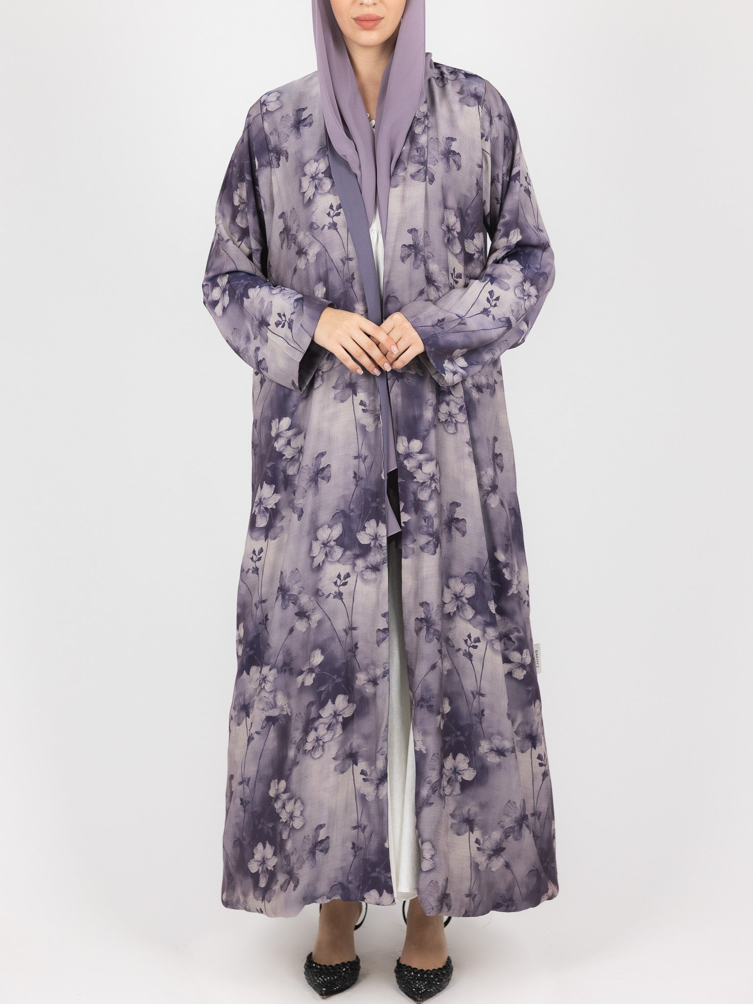 Lilac Floral Print Abaya