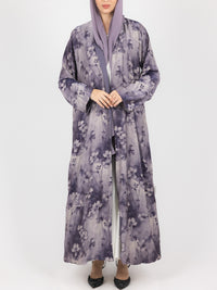 Lilac Floral Print Abaya