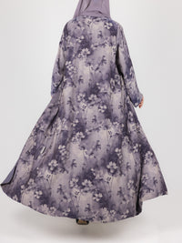 Lilac Floral Print Abaya