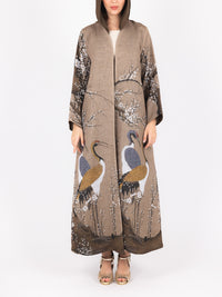 Mocha Crane Scene Abaya