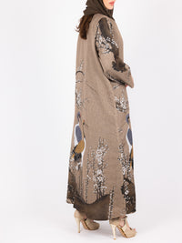 Mocha Crane Scene Abaya