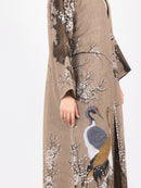 Mocha Crane Scene Abaya
