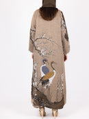 Mocha Crane Scene Abaya