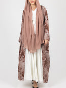 Mocha Floral Print Abaya