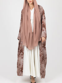 Mocha Floral Print Abaya