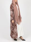 Mocha Floral Print Abaya