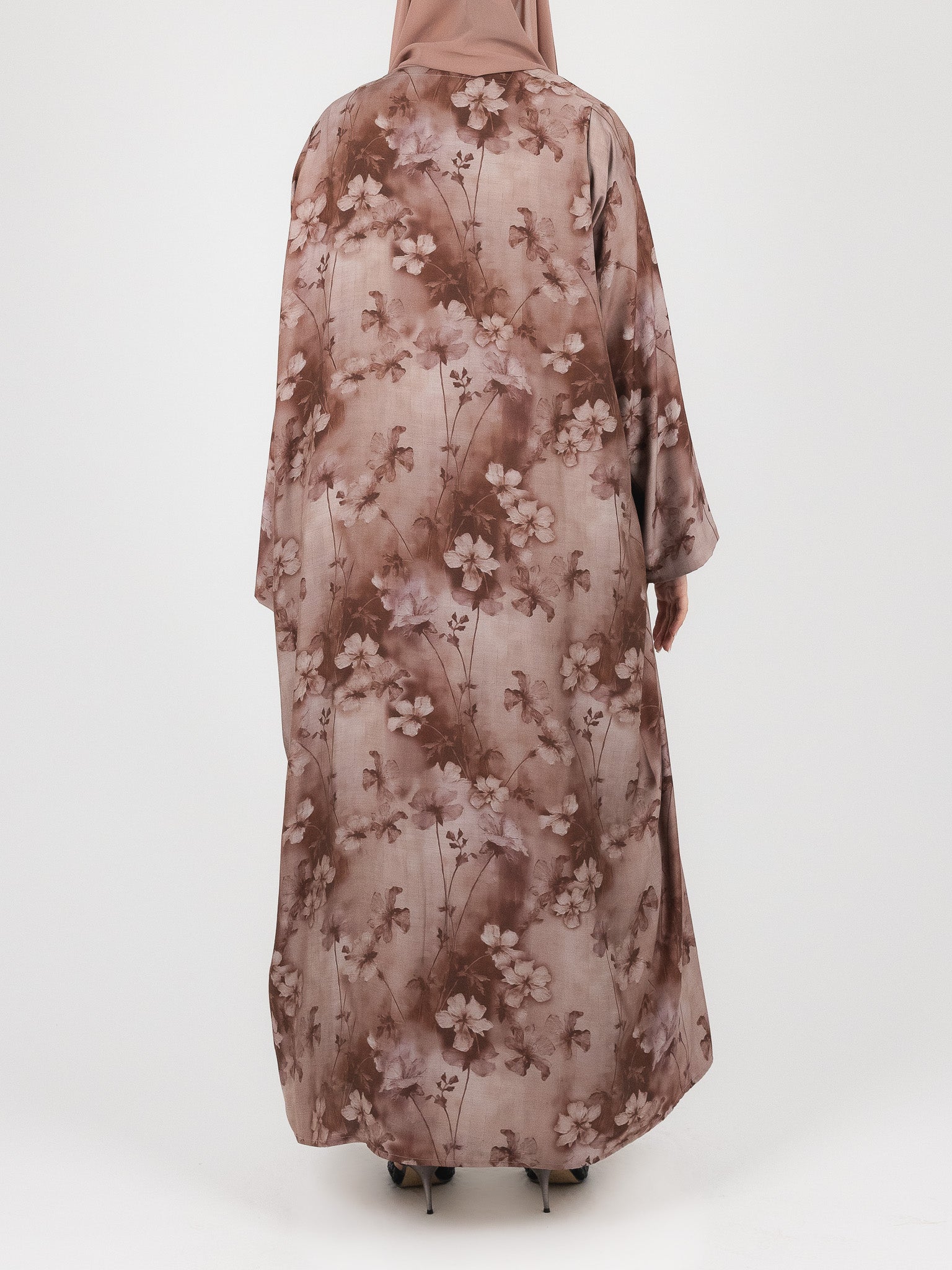 Mocha Floral Print Abaya