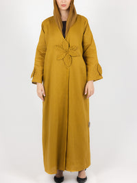 Mustard Floral-detail Abaya